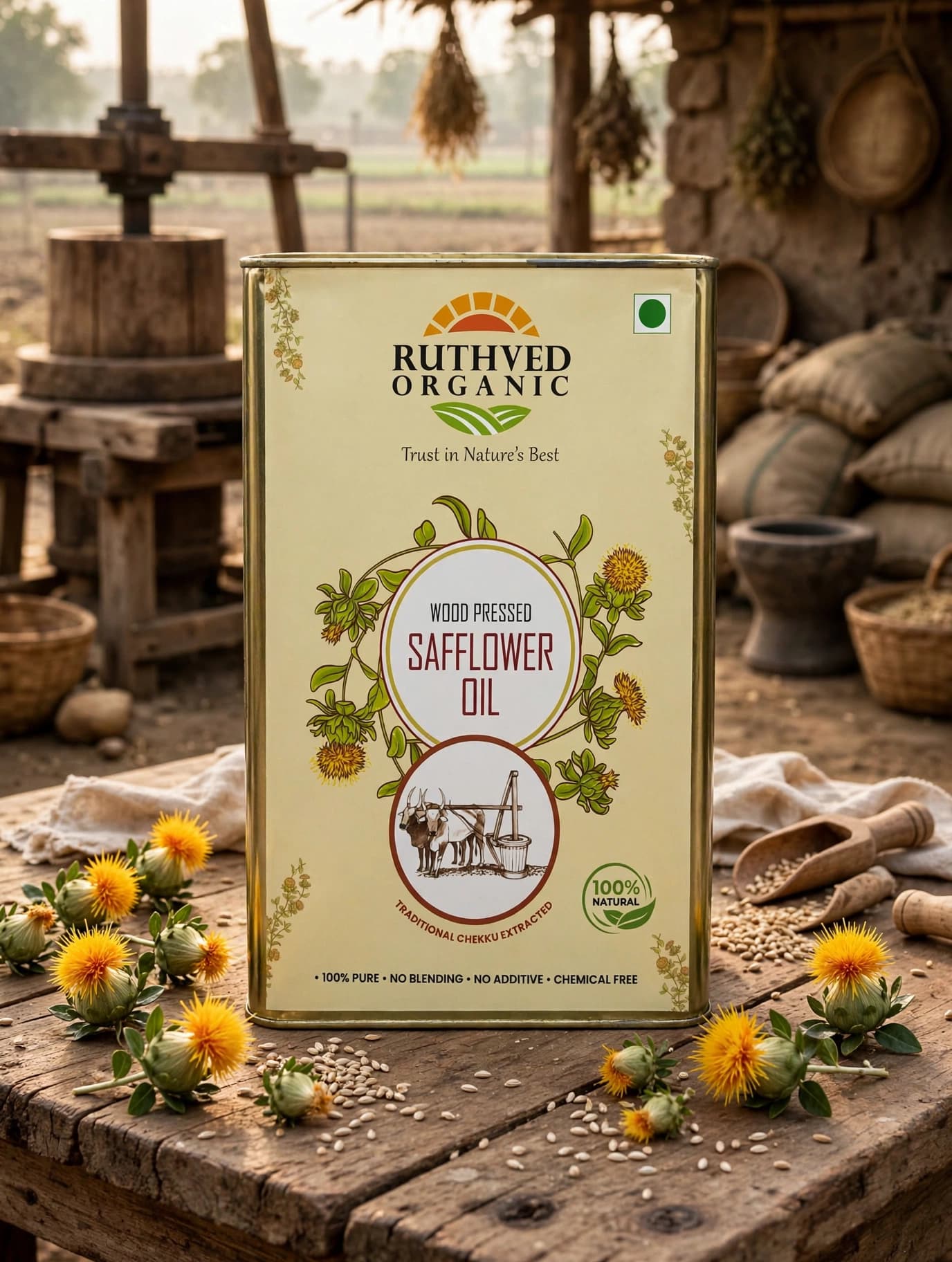 Wood Pressed Safflower Oil (Kusuma Oil) view 3