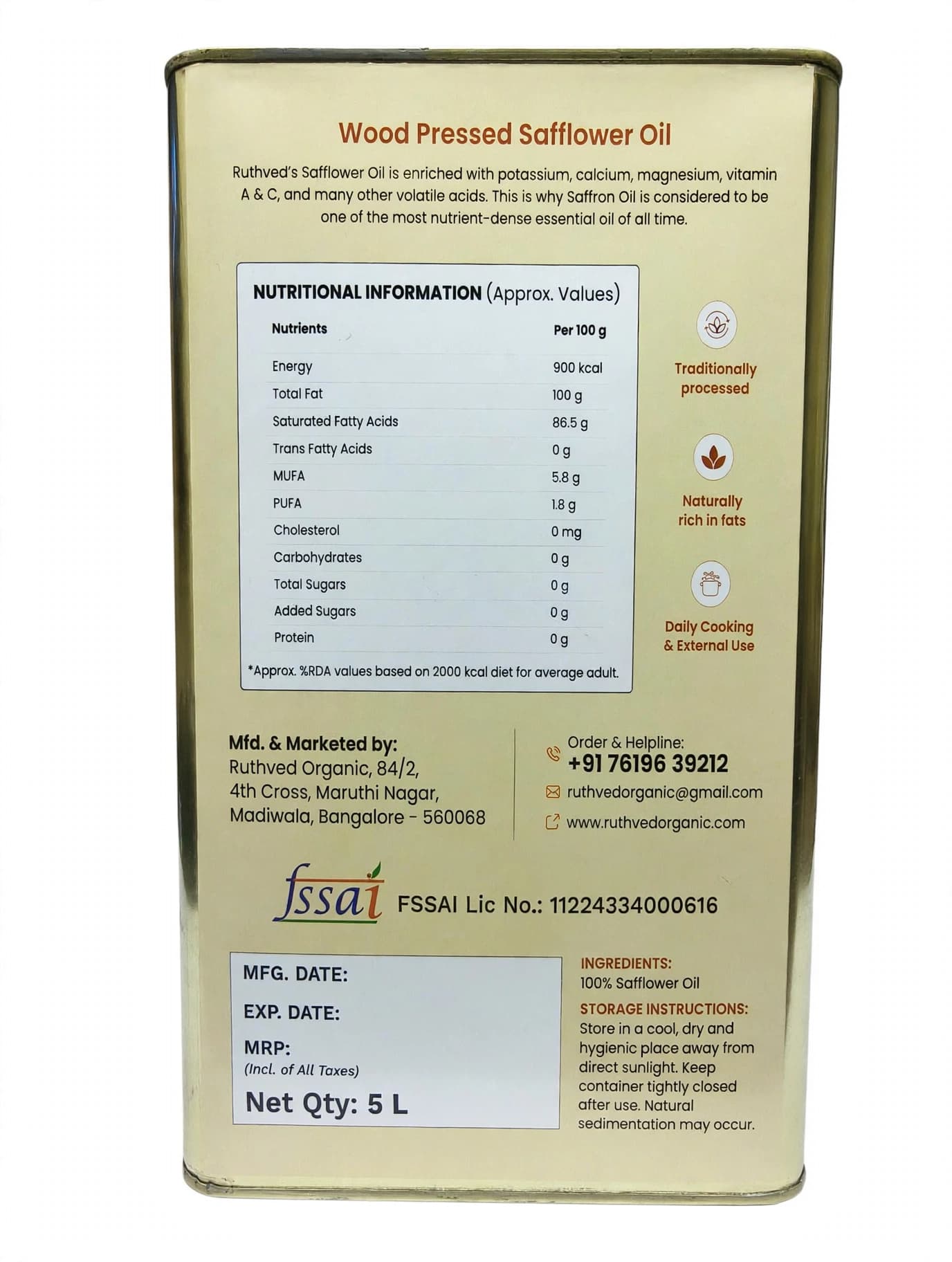 Wood Pressed Safflower Oil (Kusuma Oil) view 5
