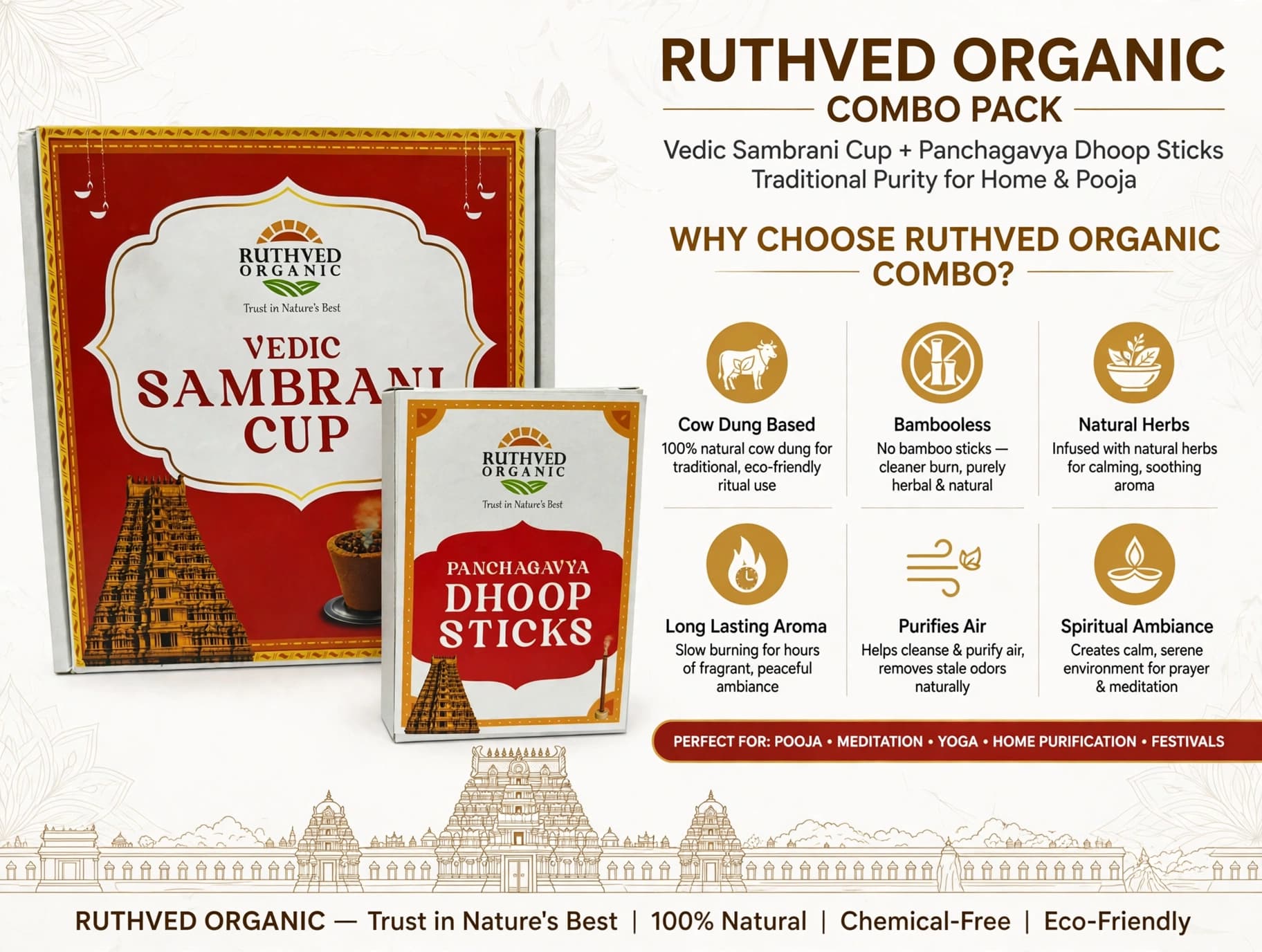 Panchagavya Dhoop Sticks & Vedic Sambrani Cup