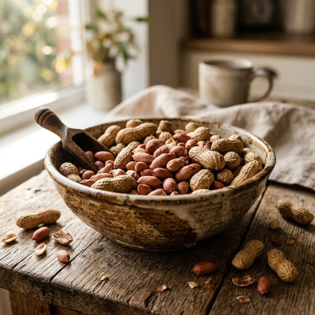 Rustic bowl of raw freshly harvested seeds