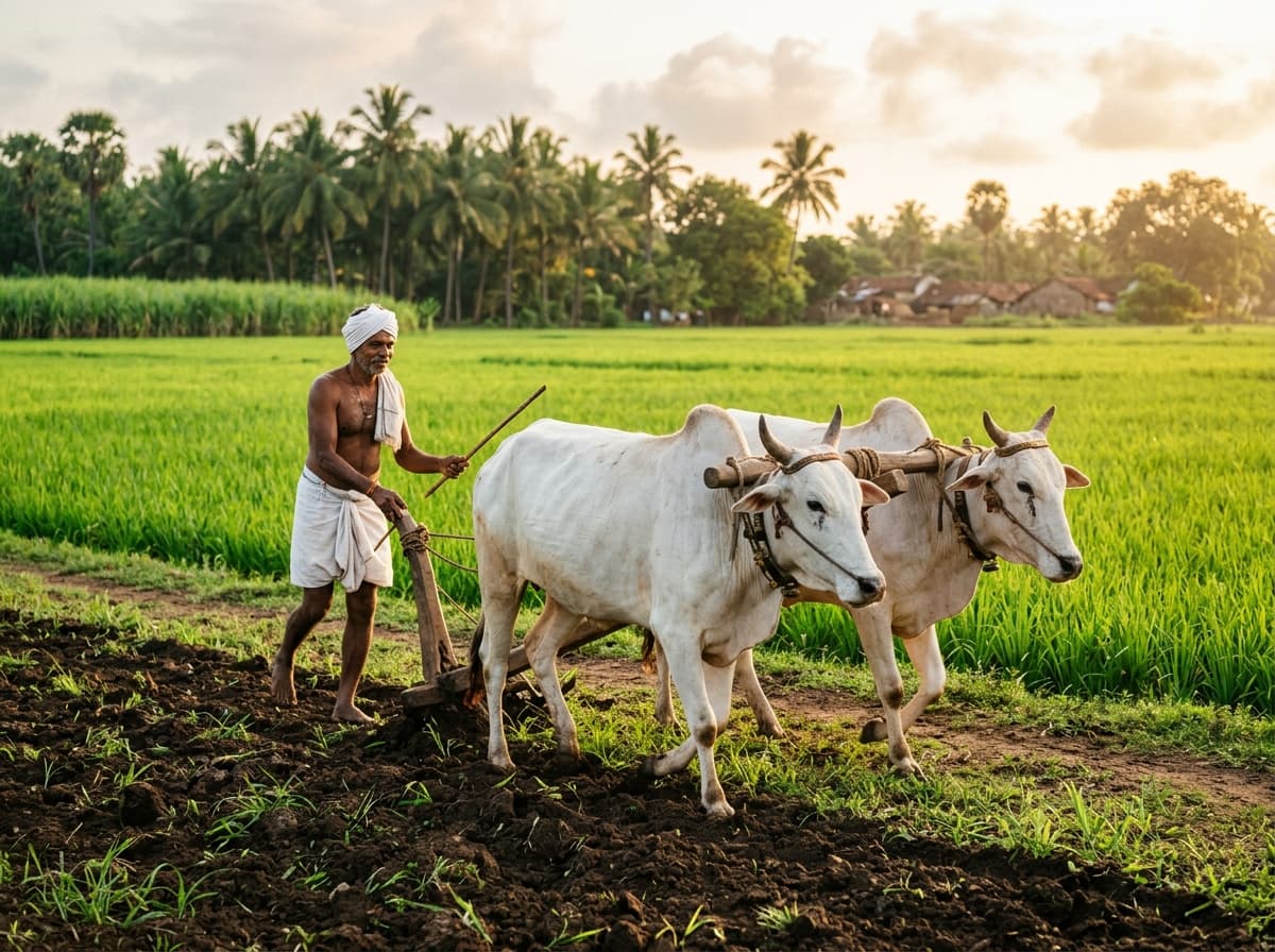 Traditional Bull Driven Mara Chekku in South Indian Farm